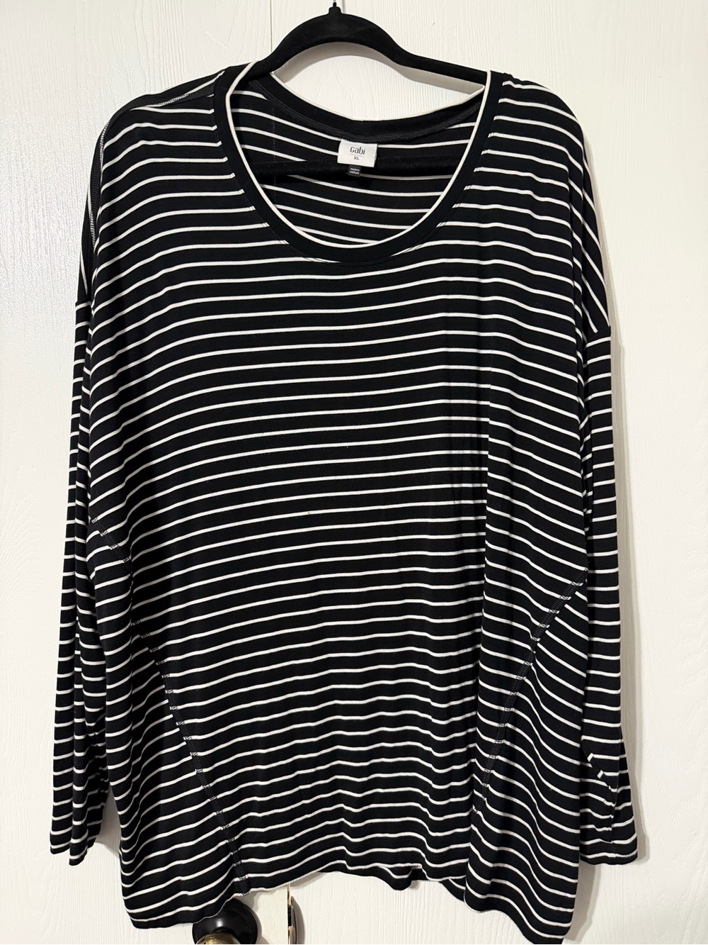 Cabi Black & White Striped Tee XL